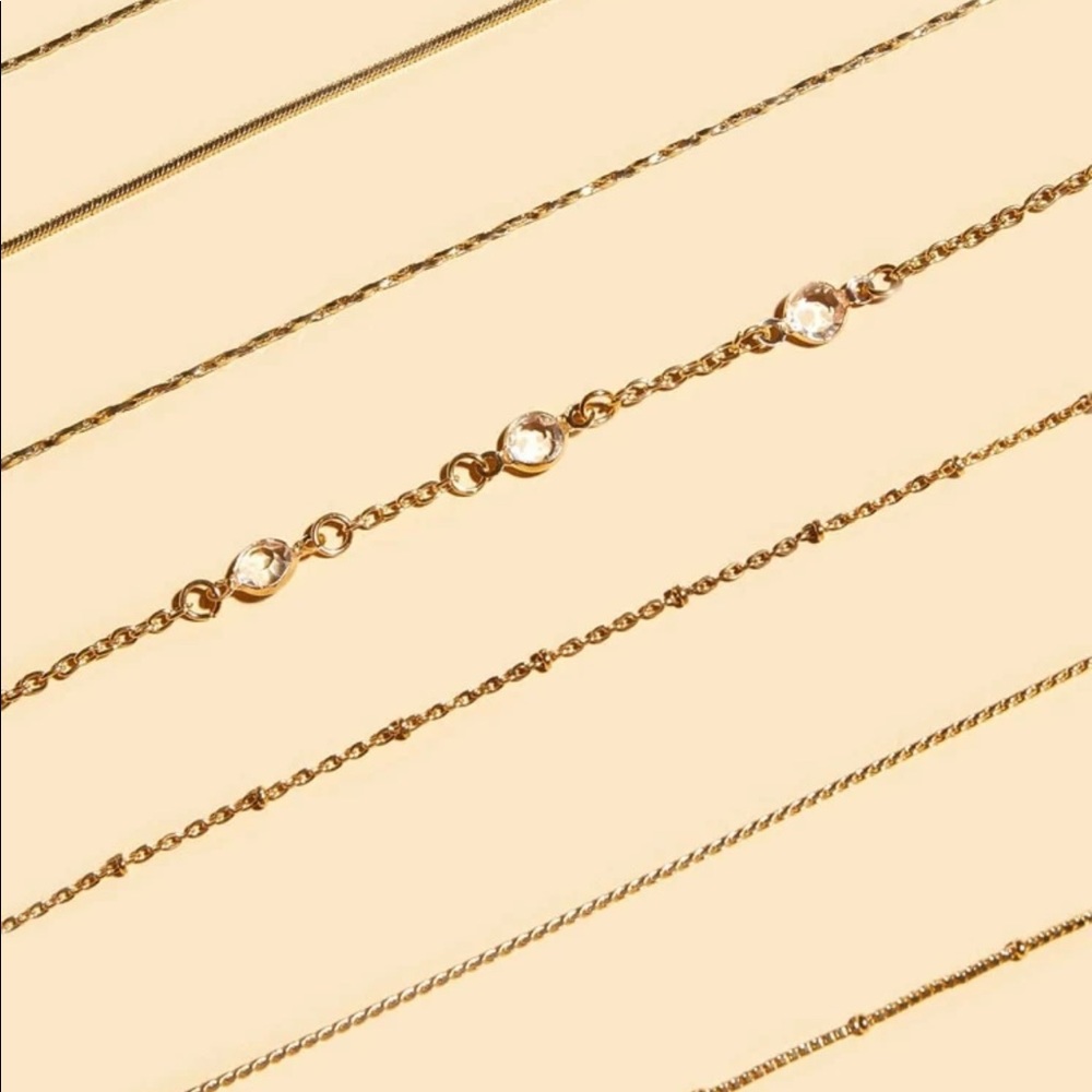 MINIMALIST BOHO BRACELET SET GOLD THIN CRYSTAL - Picture 2 of 2